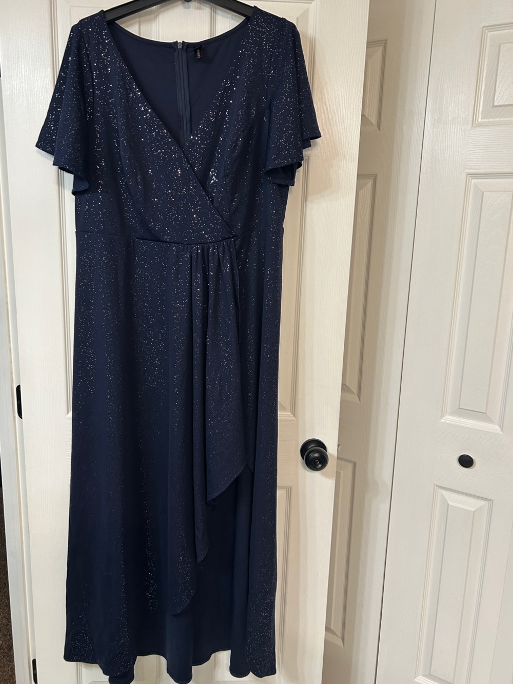 Ever Pretty Navy Sparkle Wrap Maxi Dress